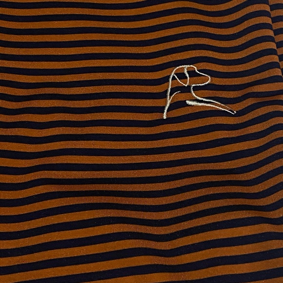 Rhoback Polo Shirt XXL Orange Navy Stripe Performance Golf Stretch Moisture Wick - Picture 2 of 7